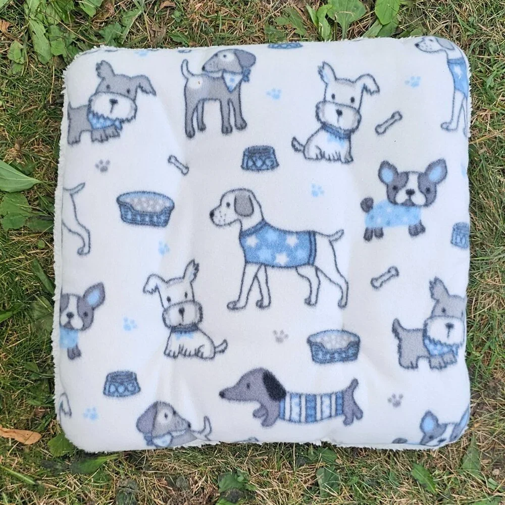 NEW! White Blue Gray Pet Bed - SMALL 6 layers, Fleece + Sherpa | Dog Puppy Cat